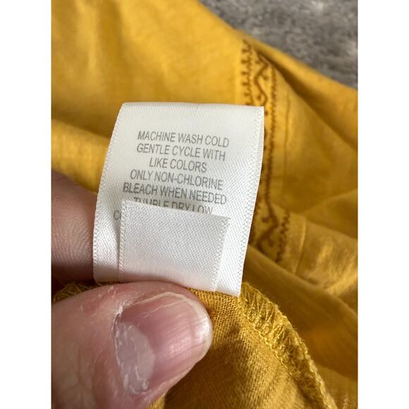 Garnet Hill Size L Organic Cotton Minimalist Casual Top Mustard Yellow Pullover - Picture 7 of 8